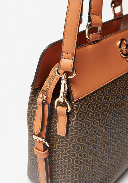 Celeste Monogram Print Tote Bag with Detachable Strap and Zip Closure-Women%27s Handbags-image-2
