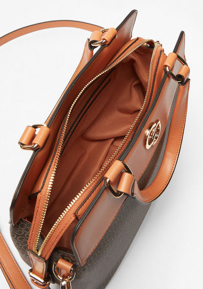 Celeste Monogram Print Tote Bag with Detachable Strap and Zip Closure-Women%27s Handbags-image-3
