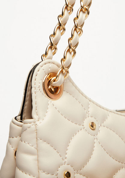 Celeste Quilted Shoulder Bag with Chain Handle and Zip Closure-Women%27s Handbags-image-3