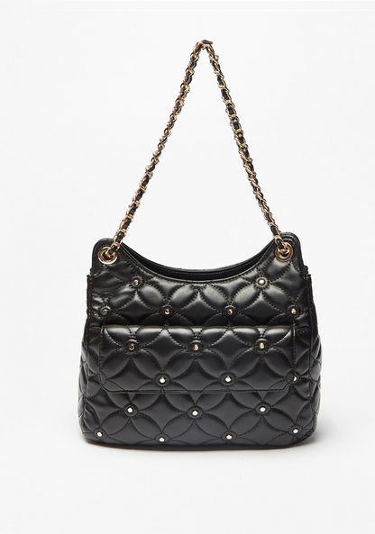 Celeste Quilted Shoulder Bag with Chain Handle and Zip Closure-Women%27s Handbags-image-0