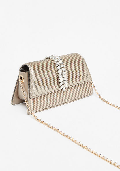 Celeste Embellished Crossbody Bag with Chain Strap and Flap Closure