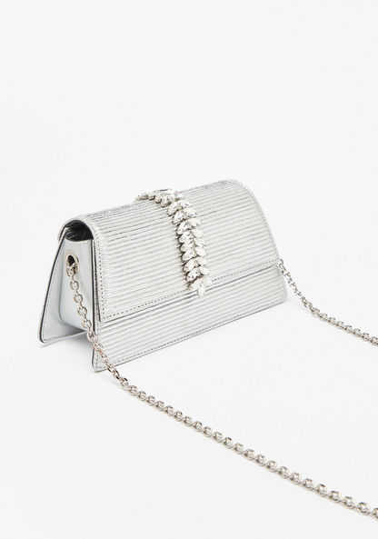 Celeste Embellished Crossbody Bag with Chain Strap and Flap Closure
