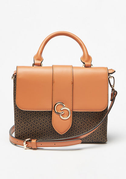 Celeste Monogram Print Satchel Bag with Detachable Strap-Women%27s Handbags-image-0