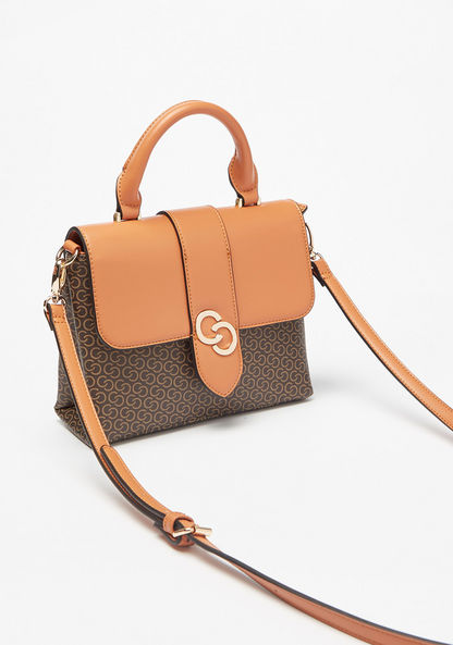 Celeste Monogram Print Satchel Bag with Detachable Strap-Women%27s Handbags-image-1