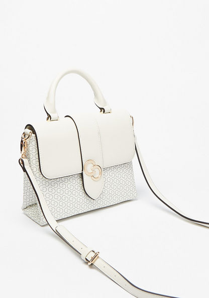 Celeste Monogram Print Satchel Bag with Detachable Strap-Women%27s Handbags-image-1