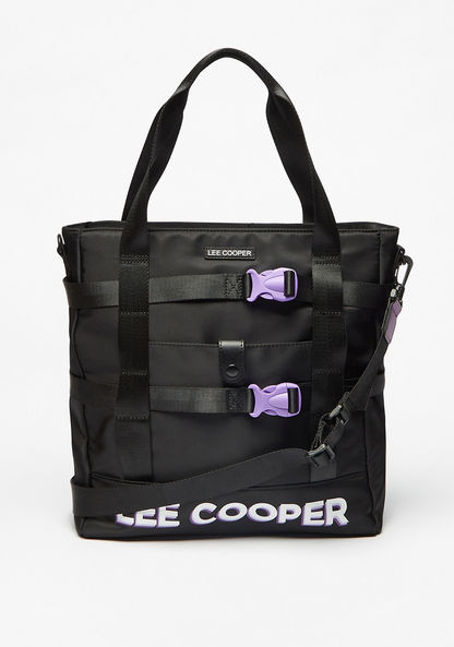 Lee Cooper Buckle Accent Tote Bag with Detachable Strap and Zip Closure-Women%27s Handbags-image-0