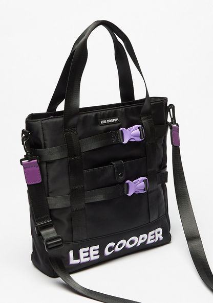 Lee Cooper Buckle Accent Tote Bag with Detachable Strap and Zip Closure-Women%27s Handbags-image-1