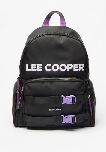 Lee Cooper Logo Print Oversized Backpack with Adjustable Shoulder Straps-Women%27s Backpacks-image-0