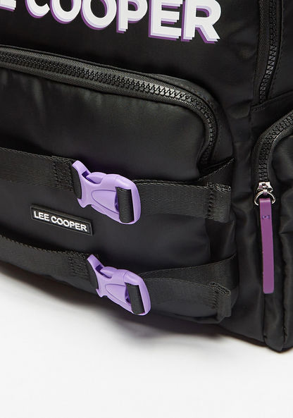 Lee Cooper Logo Print Oversized Backpack with Adjustable Shoulder Straps