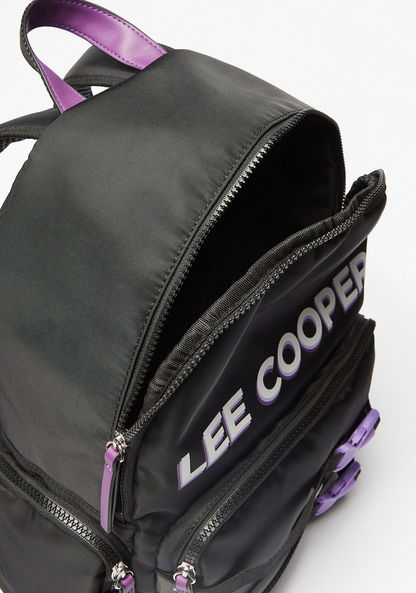 Lee Cooper Logo Print Oversized Backpack with Adjustable Shoulder Straps-Women%27s Backpacks-image-3
