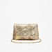 Celeste Textured Clutch with Embellished Buckle and Chain Strap-Wallets & Clutches-thumbnailMobile-0
