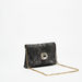 Celeste Textured Clutch with Embellished Buckle and Chain Strap-Wallets & Clutches-thumbnailMobile-1