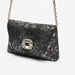 Celeste Textured Clutch with Embellished Buckle and Chain Strap-Wallets & Clutches-thumbnail-2