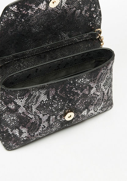 Celeste Textured Clutch with Embellished Buckle and Chain Strap-Wallets & Clutches-image-3