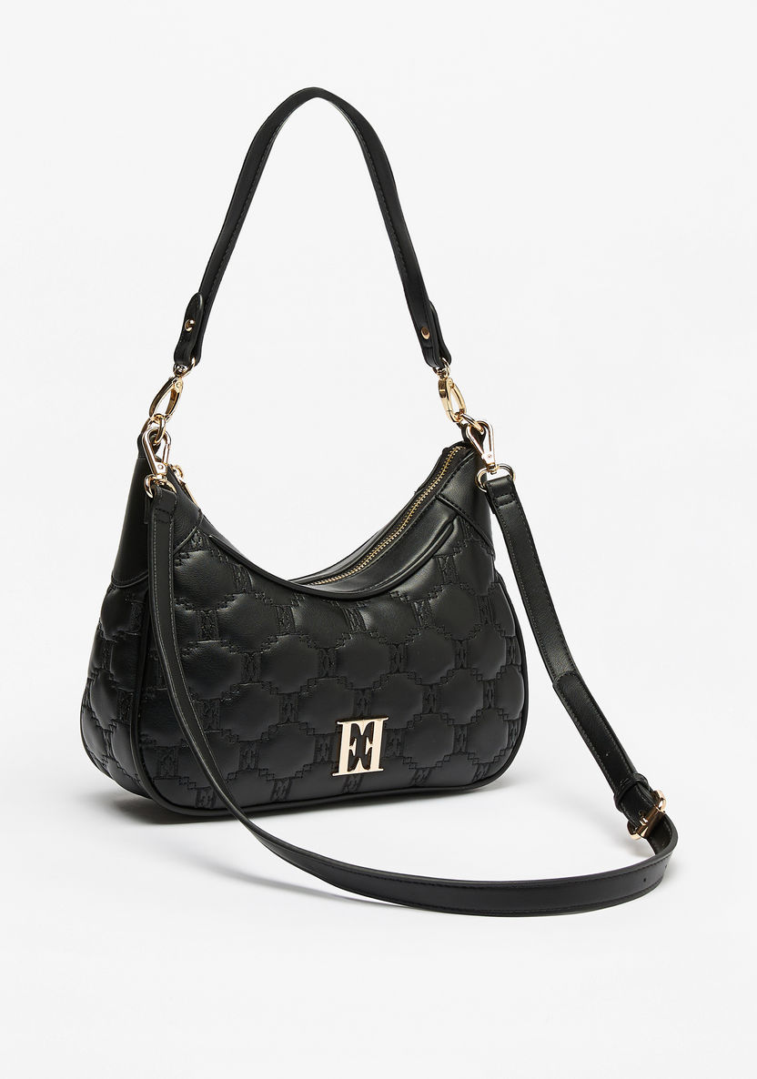Elle Quilted Shoulder Bag with Detachable Strap and Zip Closure-Women%27s Handbags-image-2