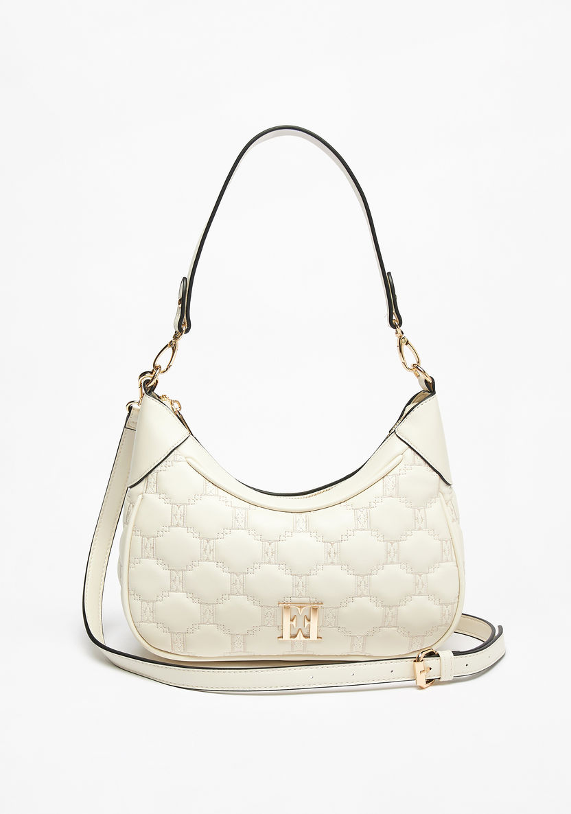 Elle Quilted Shoulder Bag with Detachable Strap and Zip Closure-Women%27s Handbags-image-1