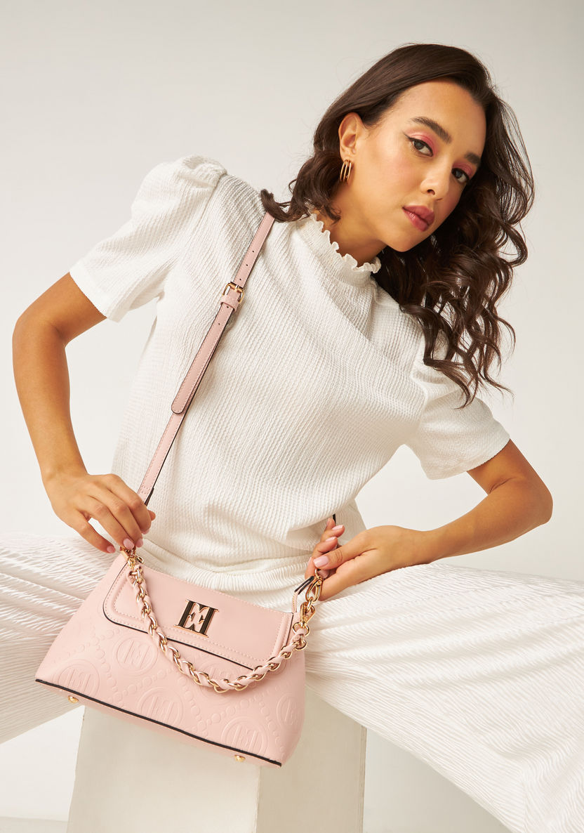 Elle Monogram Embossed Crossbody Bag with Detachable Strap-Women%27s Handbags-image-5