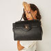 Elle Monogram Embossed Satchel Bag with Detachable Strap-Women%27s Handbags-thumbnailMobile-1
