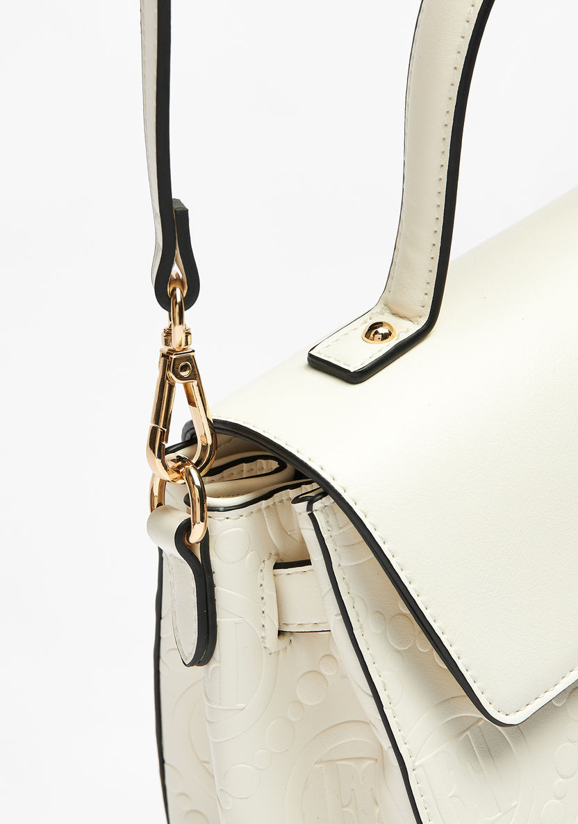 Elle Monogram Embossed Satchel Bag with Detachable Strap-Women%27s Handbags-image-3