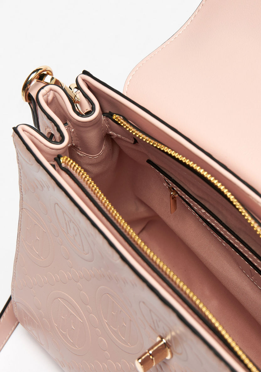 Elle Monogram Embossed Satchel Bag with Detachable Strap-Women%27s Handbags-image-4