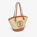 Elle Logo Detail Wicker Tote Bag-Women%27s Handbags-thumbnail-2