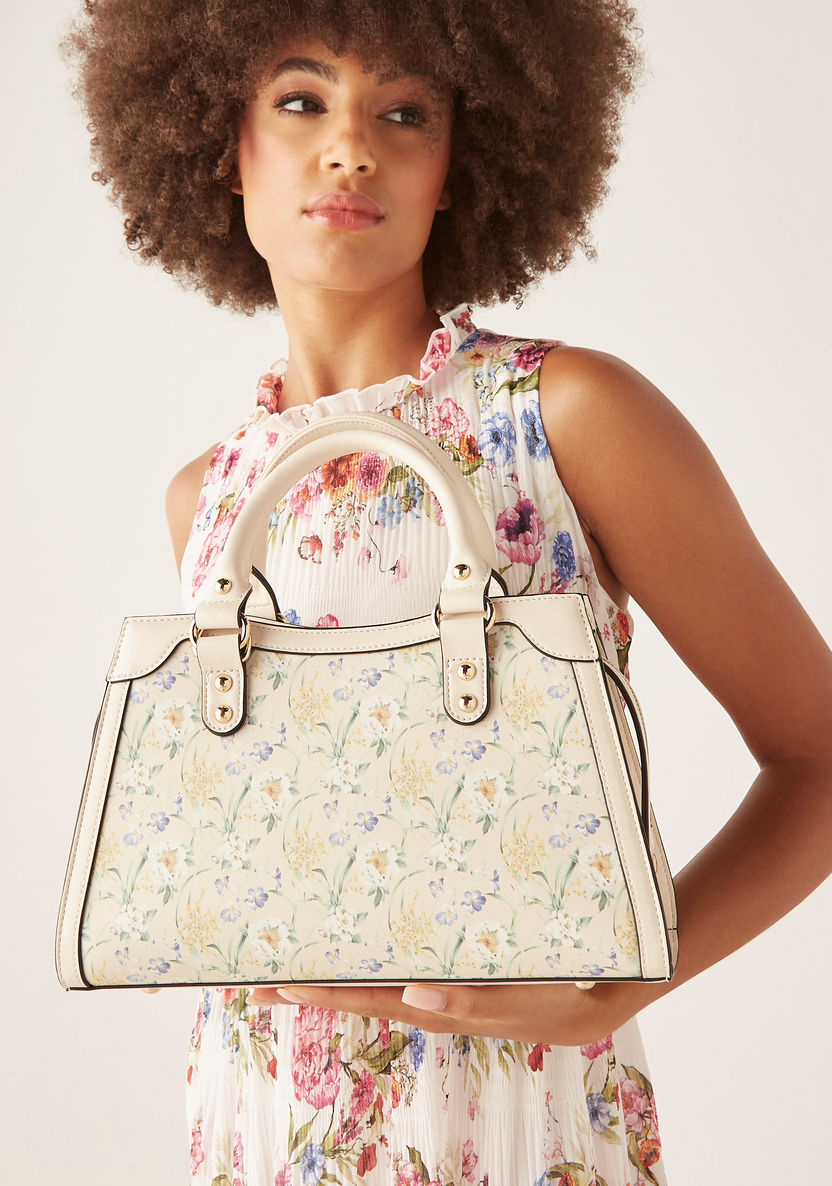 Celeste Floral Print Tote Bag with Detachable Strap-Women%27s Handbags-image-0