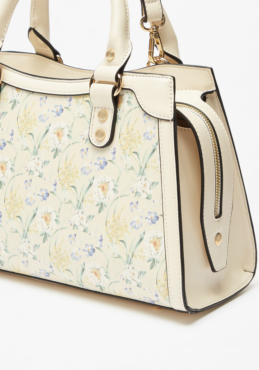 Celeste Floral Print Tote Bag with Detachable Strap-Women%27s Handbags-image-3