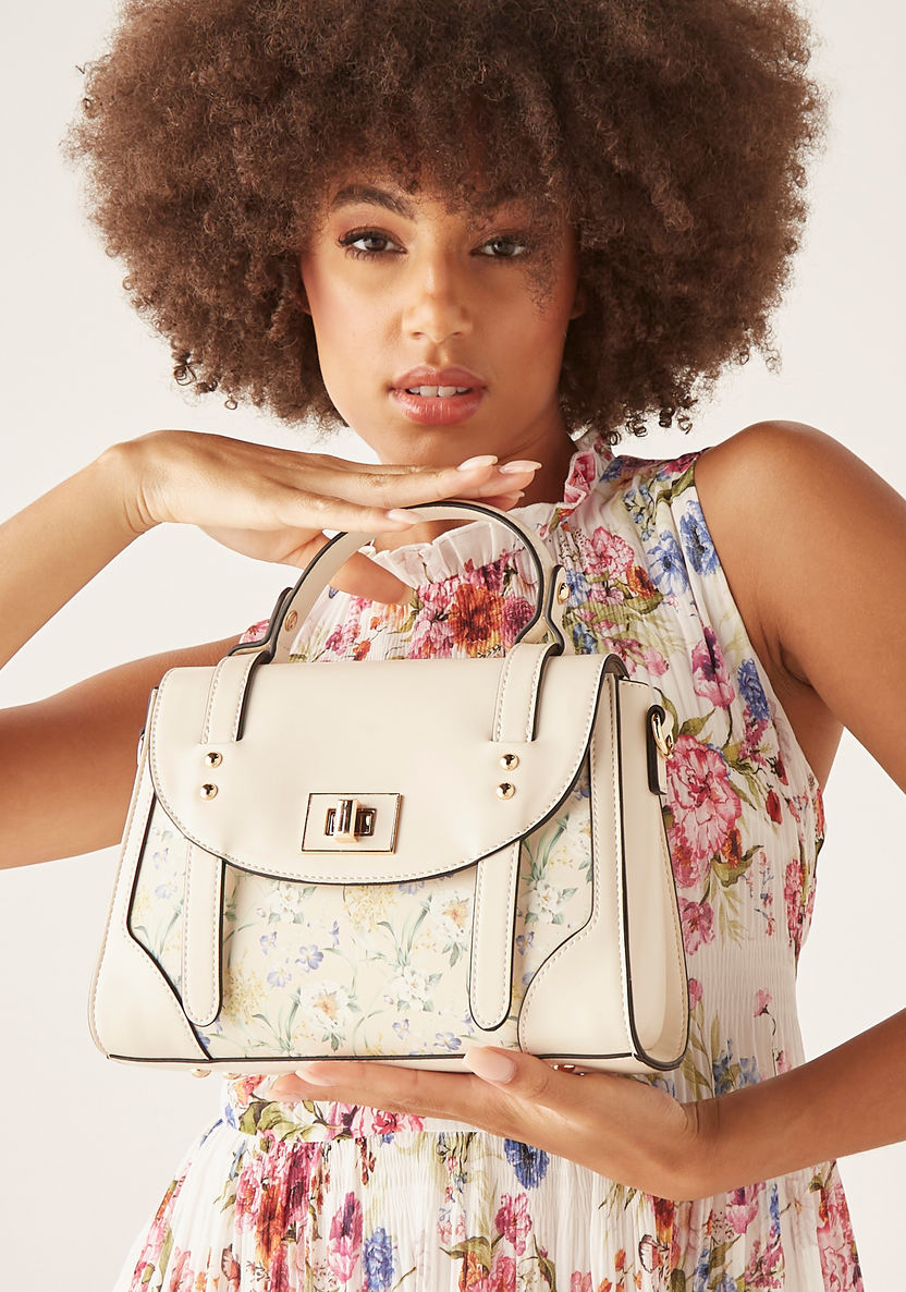 Celeste Floral Print Satchel Bag with Detachable Strap-Women%27s Handbags-image-0