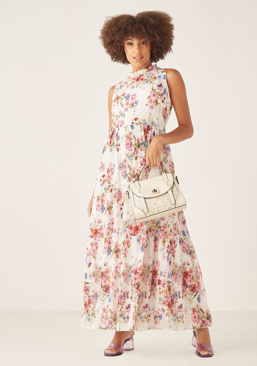 Celeste Floral Print Satchel Bag with Detachable Strap-Women%27s Handbags-image-4