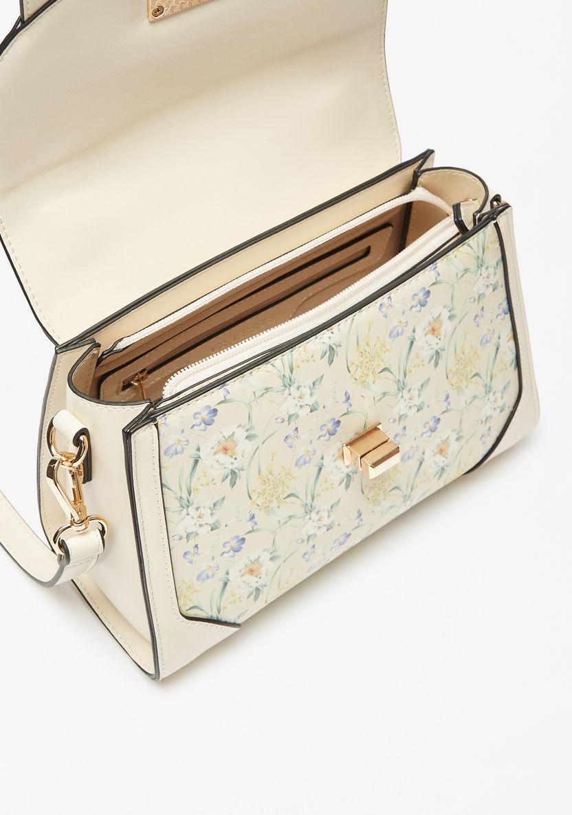 Celeste Floral Print Satchel Bag with Detachable Strap-Women%27s Handbags-image-5
