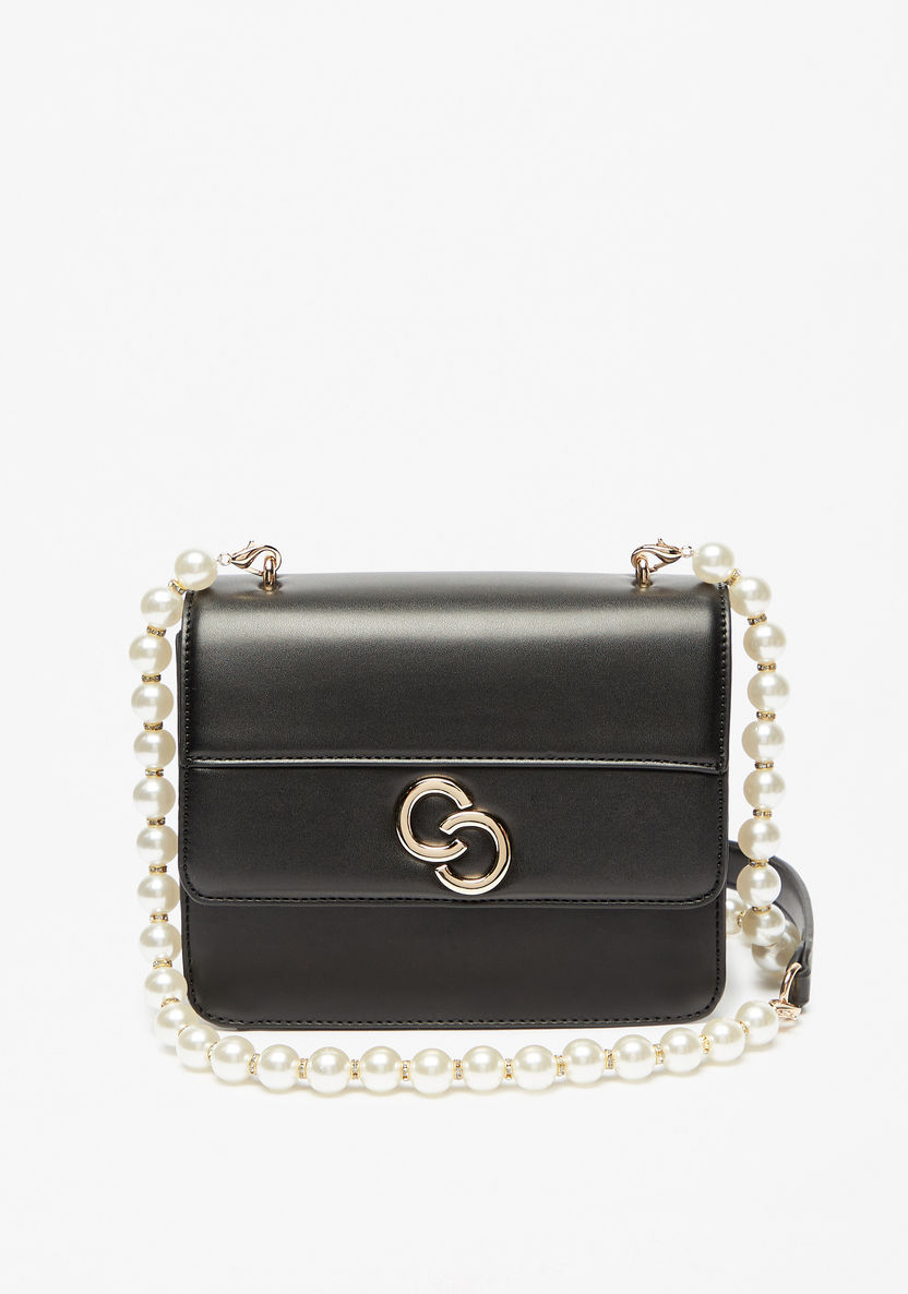 Celeste Solid Crossbody with Pearl Embellished Strap-Women%27s Handbags-image-1