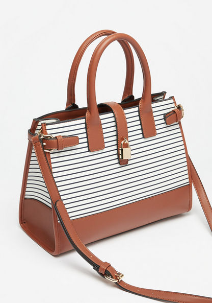 Celeste Striped Tote Bag with Adjustable Strap and Zip Closure-Women%27s Handbags-image-2