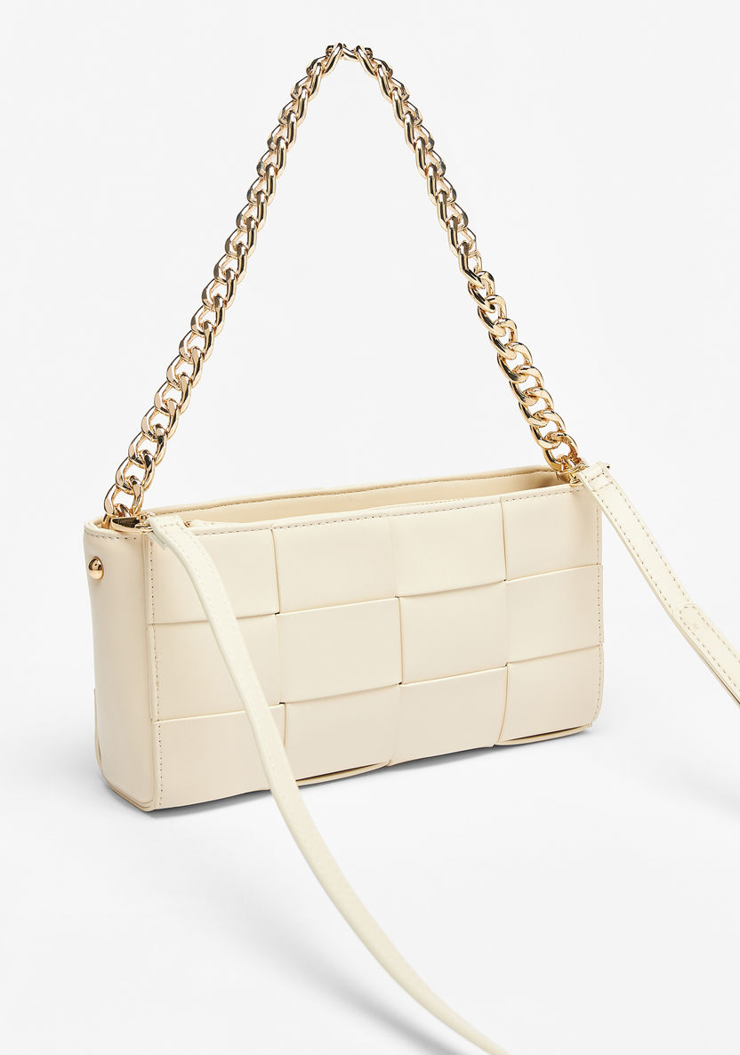 Celeste Weave Textured Shoulder Bag with Chain Strap-Women%27s Handbags-image-2