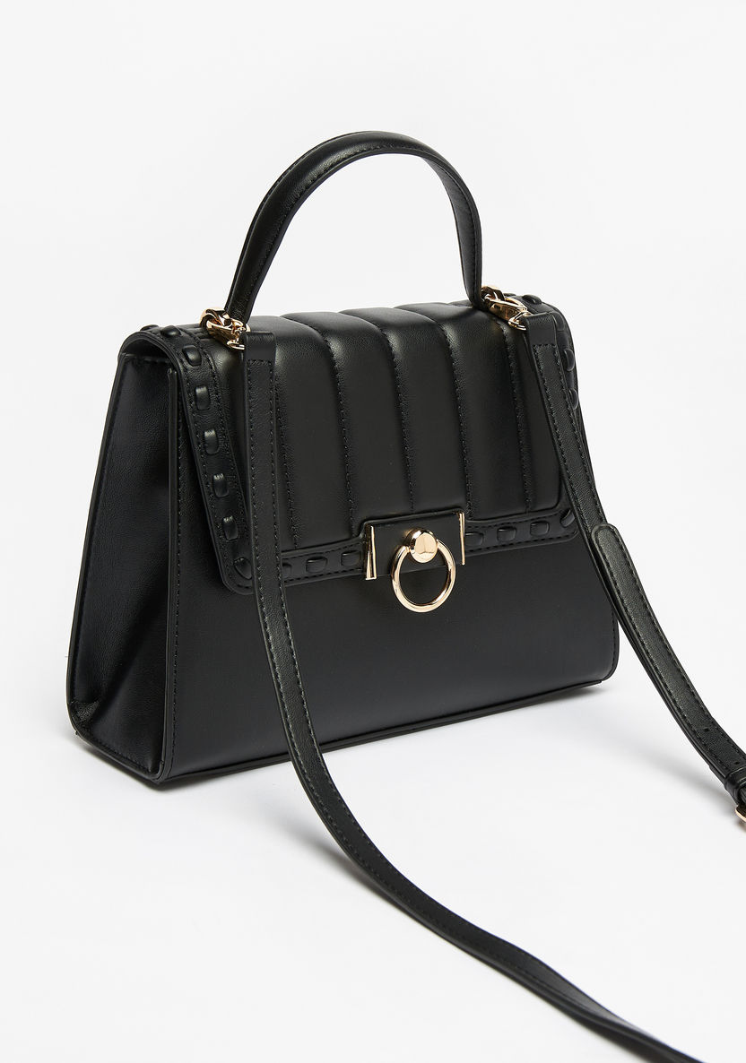 Celeste Quilted Flap Satchel Bag with Detachable Strap-Women%27s Handbags-image-2