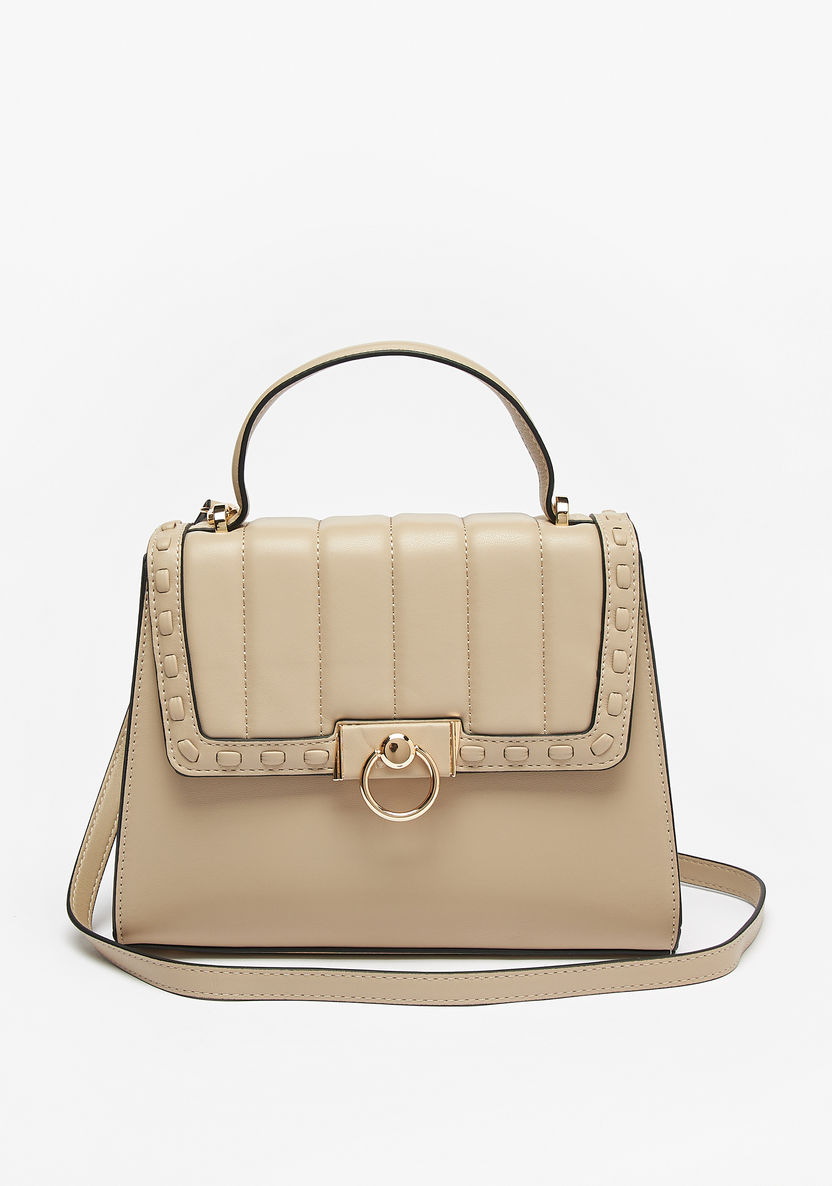 Celeste Quilted Flap Satchel Bag with Detachable Strap-Women%27s Handbags-image-1