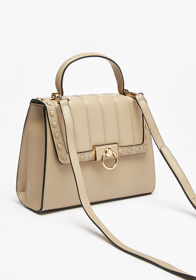Celeste Quilted Flap Satchel Bag with Detachable Strap-Women%27s Handbags-image-2