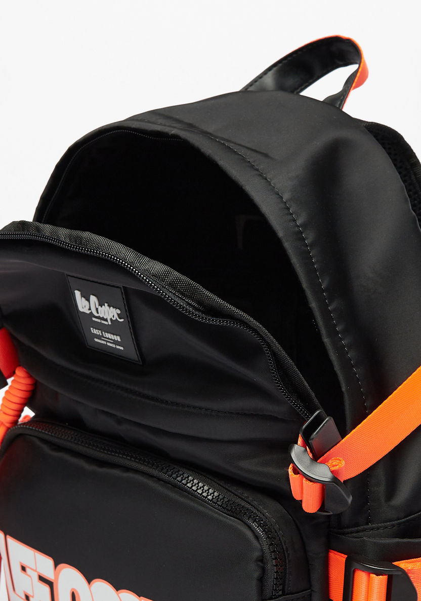 Lee Cooper Logo Print Backpack with Adjustable Shoulder Straps-Women%27s Backpacks-image-3