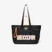 Lee Cooper Logo Print Tote Bag with Handles and Zip Closure-Women%27s Handbags-thumbnail-0