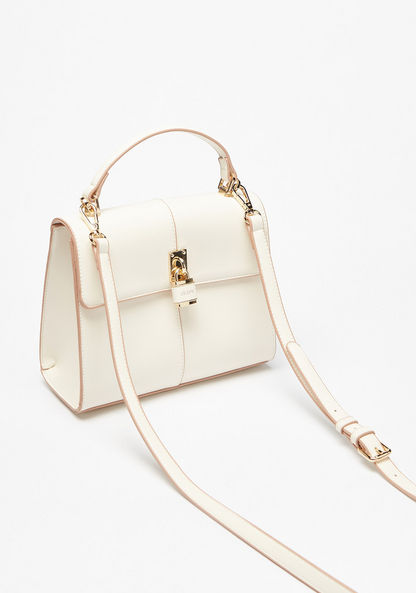 Celeste Solid Satchel Bag with Detachable Strap and Button Closure