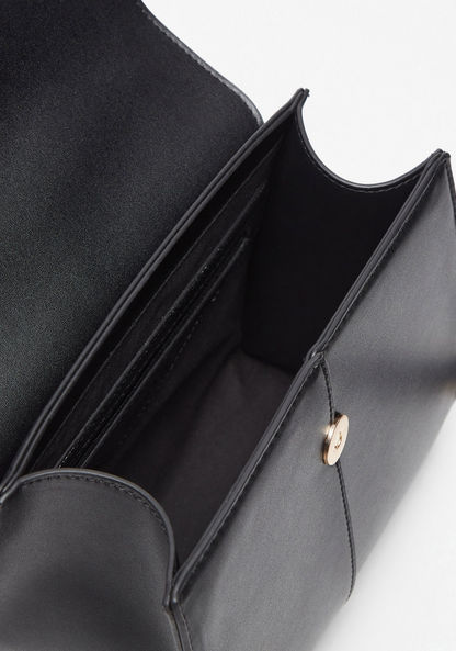 Celeste Solid Satchel Bag with Detachable Strap and Button Closure