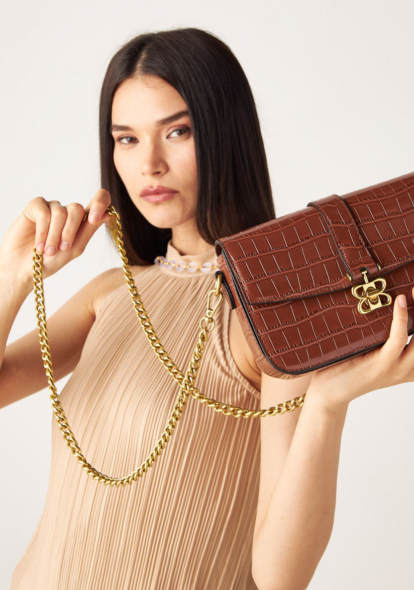 Celeste Textured Crossbody Bag with Chain Strap-Women%27s Handbags-image-0