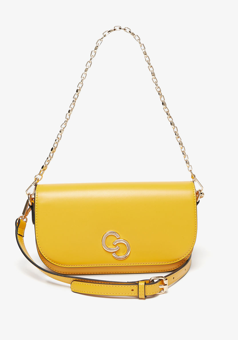 Celeste Solid Crossbody Bag with Chain Strap and Button Closure-Women%27s Handbags-image-1