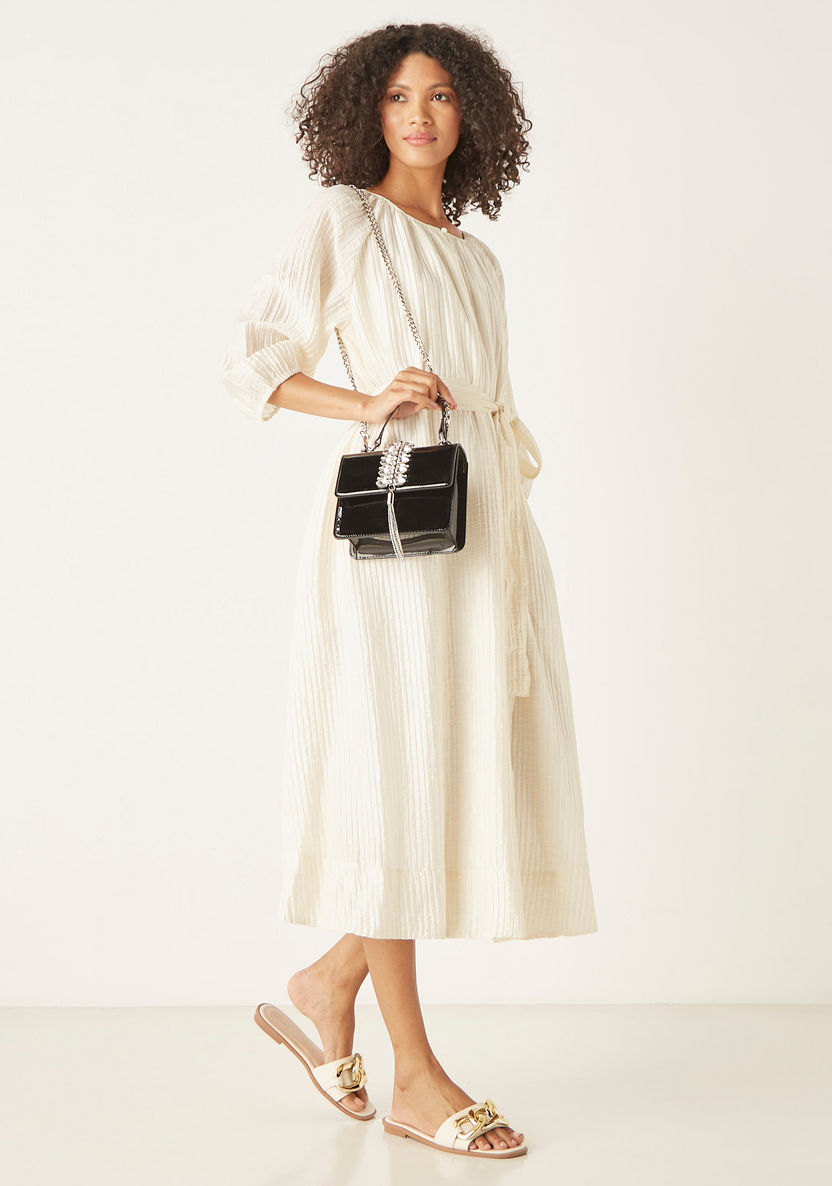 Celeste Crystal Studded Satchel Bag with Tassel Detail and Chain Strap-Women%27s Handbags-image-4