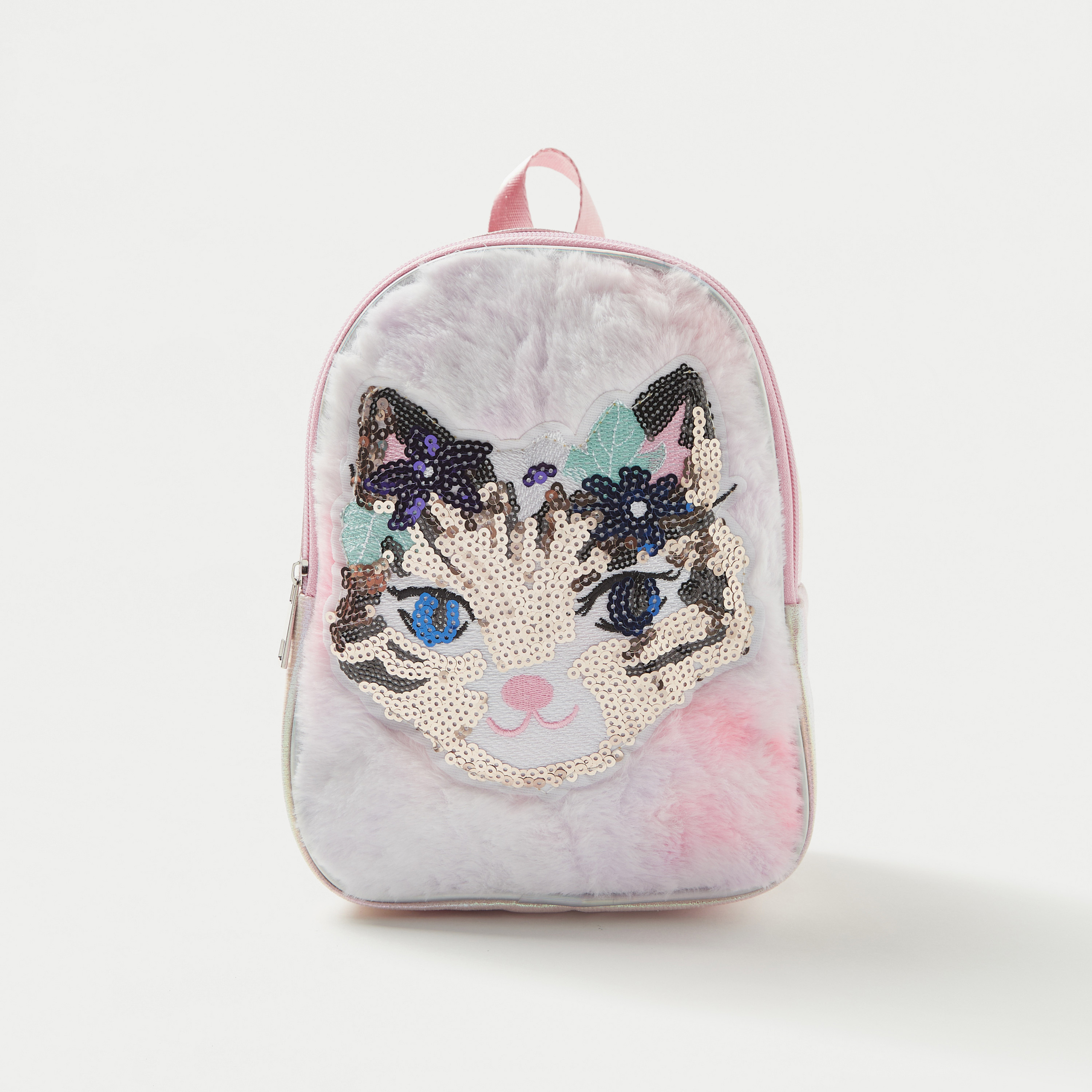 Charmz Cat Sequinned Backpack with Adjustable Shoulder Straps-girls-accessories-bags-image-1