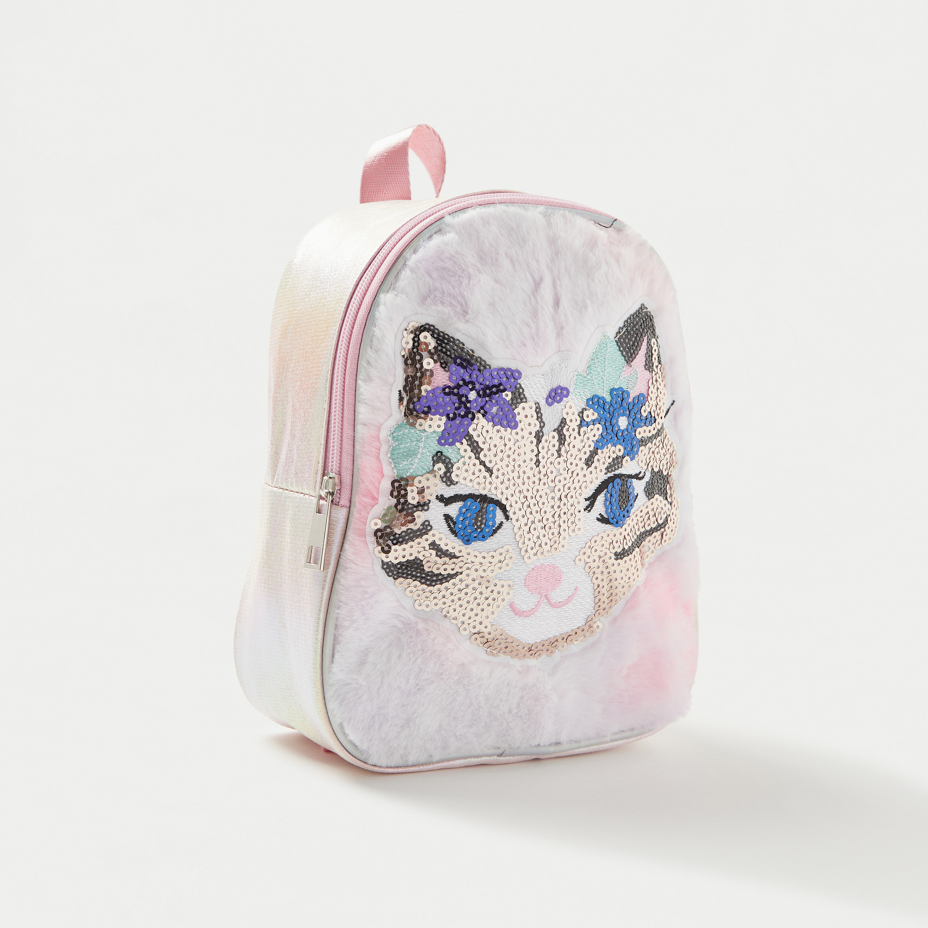 Charmz Cat Sequinned Backpack with Adjustable Shoulder Straps-girls-accessories-bags-image-2