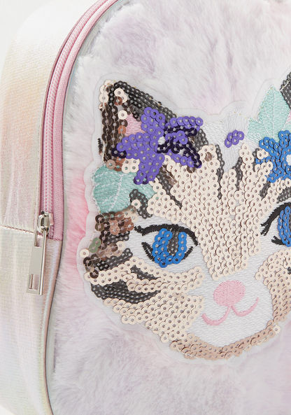 Charmz Cat Sequinned Backpack with Adjustable Shoulder Straps-Bags and Backpacks-image-2