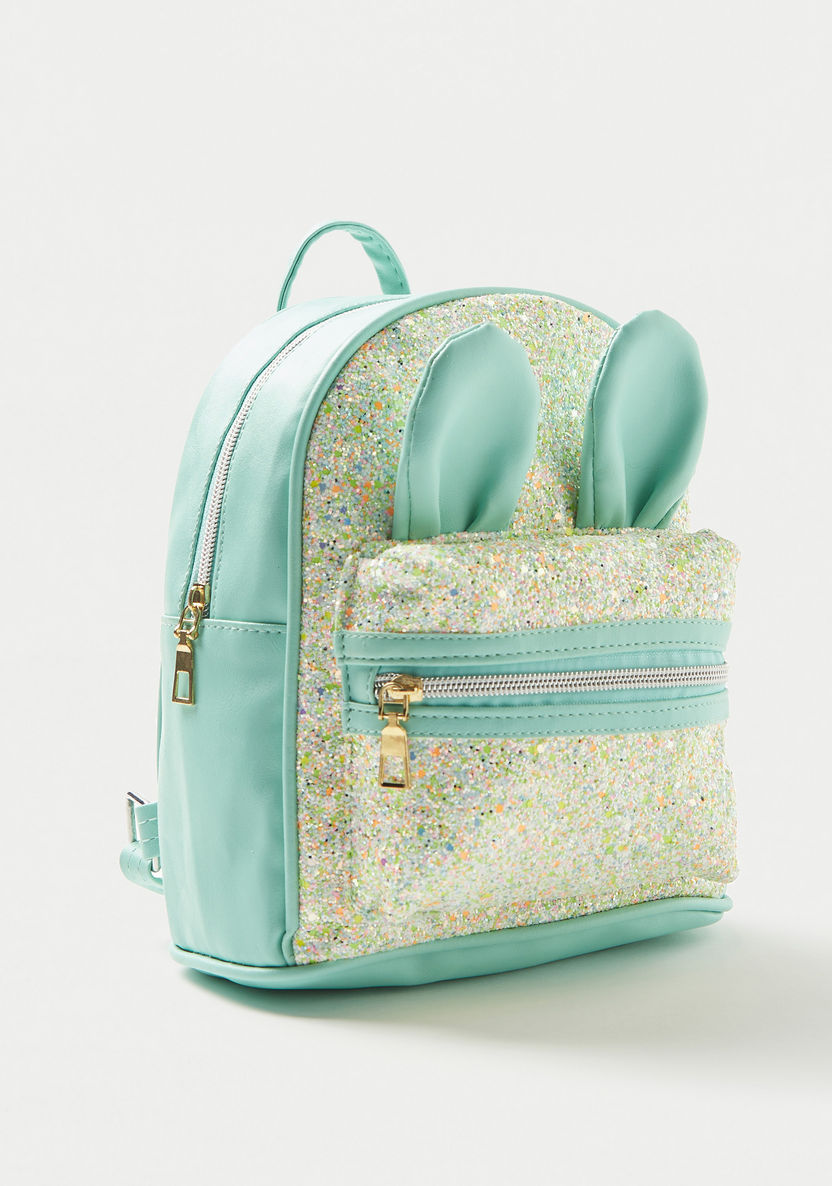 Charmz Glitter Textured Backpack with Ear Applique and Shoulder Straps-Bags and Backpacks-image-1