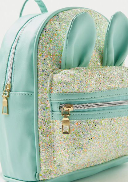 Charmz Glitter Textured Backpack with Ear Applique and Shoulder Straps-Bags and Backpacks-image-2