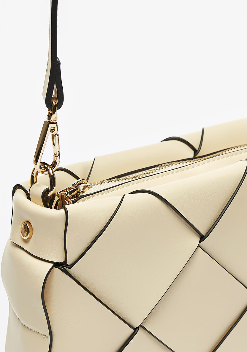 Celeste Weave Crossbody Bag with Detachable Strap and Zip Closure-Women%27s Handbags-image-3