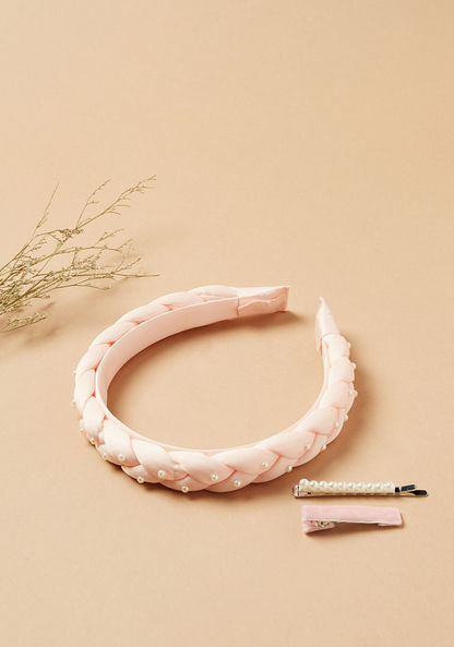 Charmz Braided Hairband with Pearl Embellishments-Hair Accessories-image-0